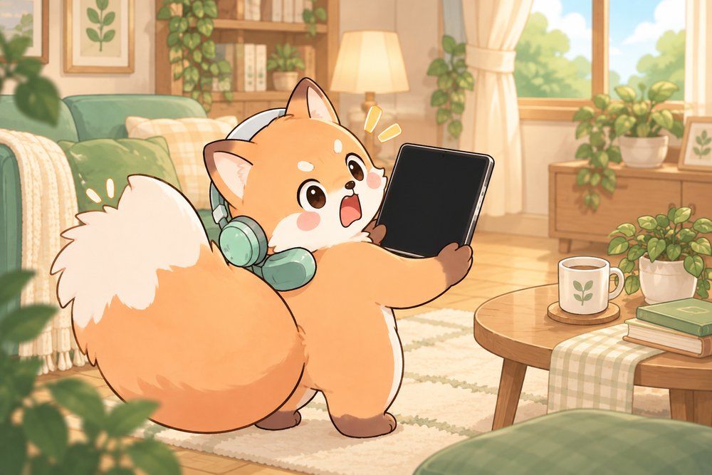 スクショしたら画面が真っ黒で驚くキツネのナビ助