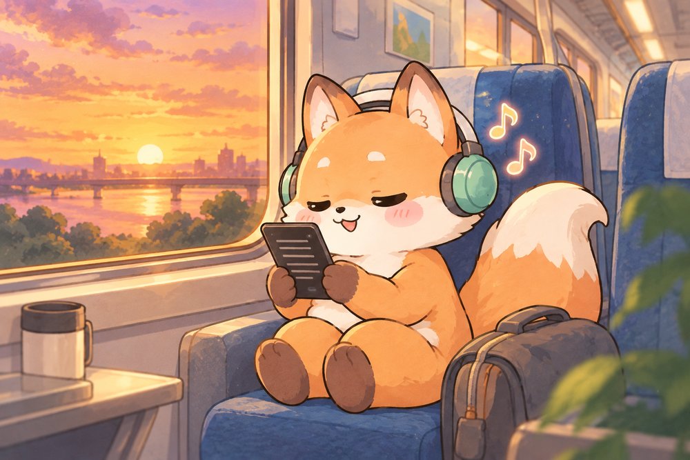 電車でナイトモードにして電子書籍を読むナビ助