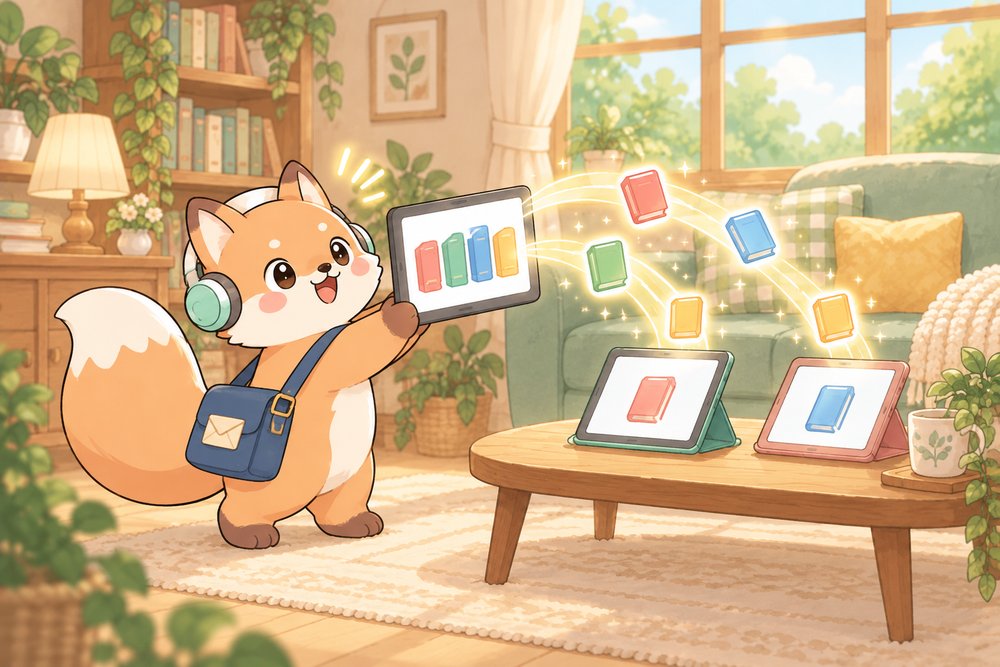 家族のタブレットに電子書籍を配って共有するナビ助